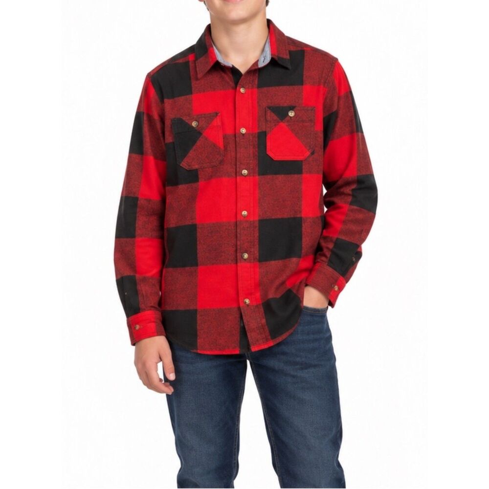 NWT Arizona Jean Co. Boys Plaid Flannel Shirt | Size L (14/16)